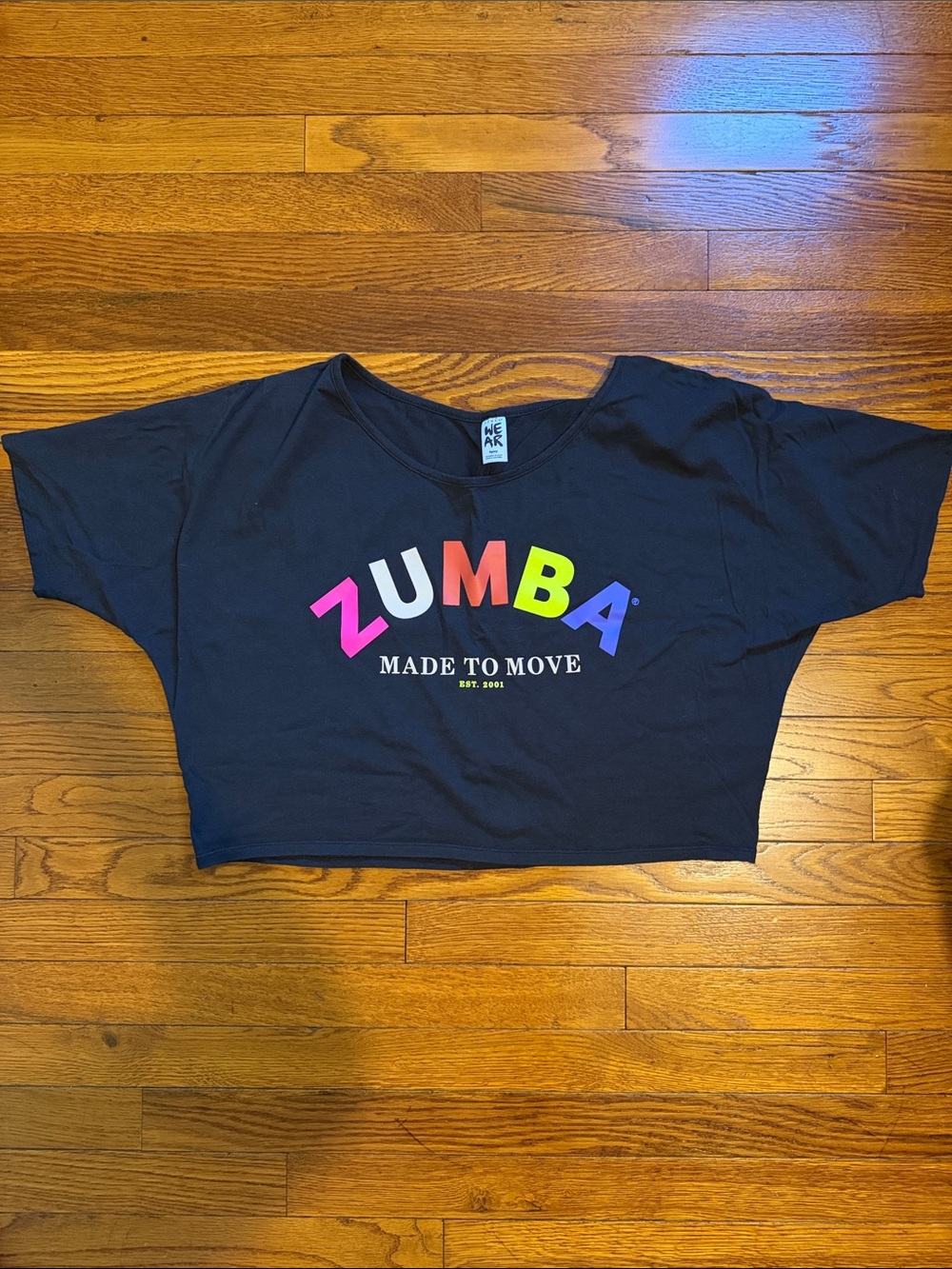 Zumba Fitness Black Cropped Tee with Multicolor Logo